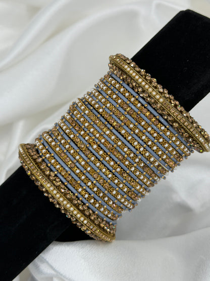 Sliver Grey Metal Bangles Set