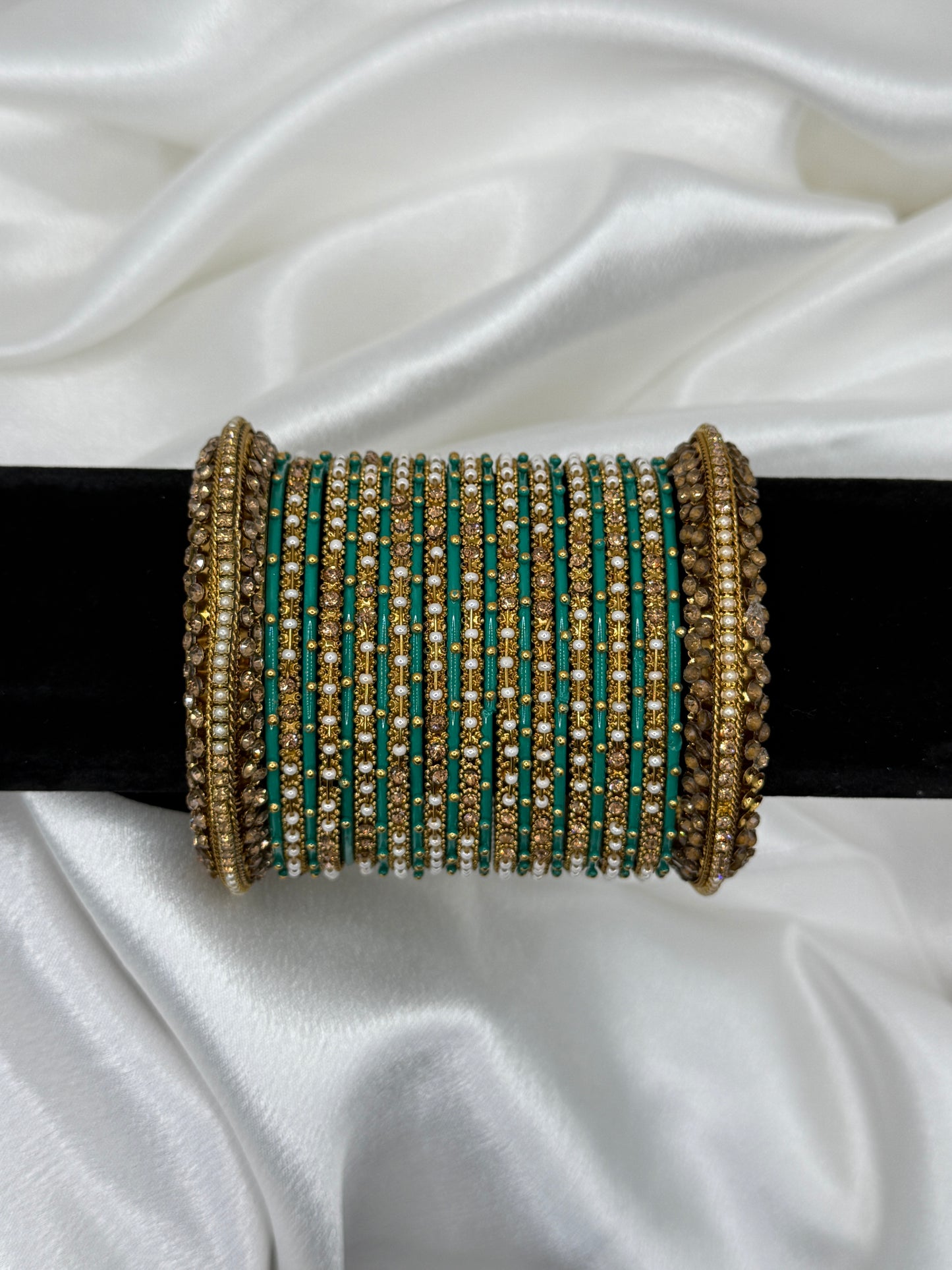 Teal Green Metal Bangles Set