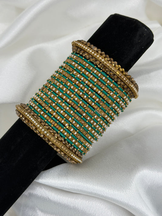 Teal Green Metal Bangles Set