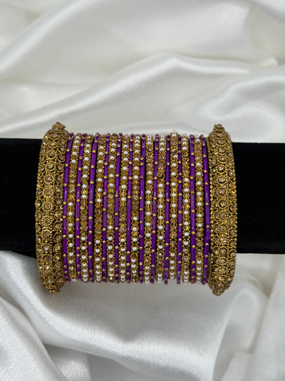 Royal Purple Metal Bangles Set