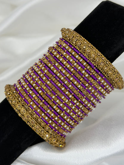 Royal Purple Metal Bangles Set