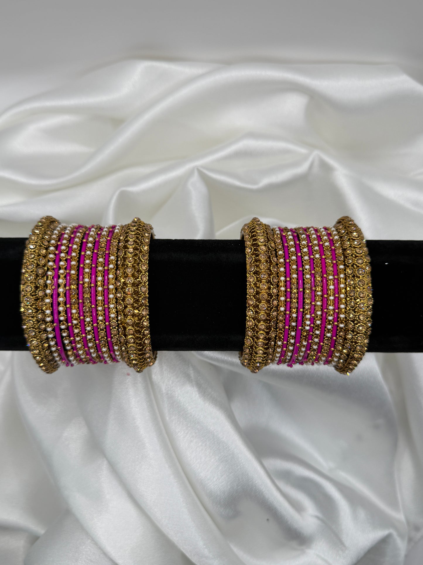 Pink Metal Bangles Set