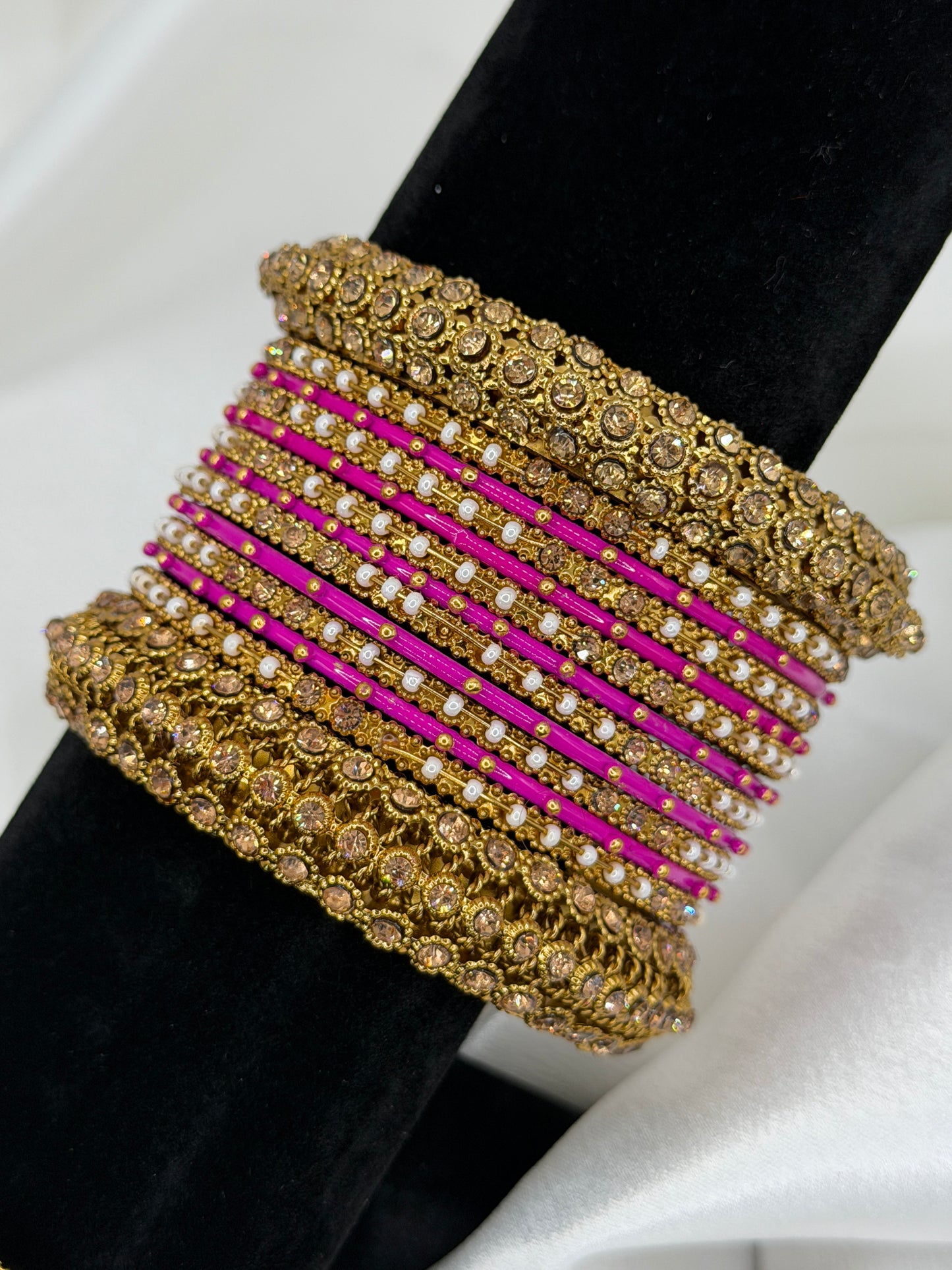 Pink Metal Bangles Set
