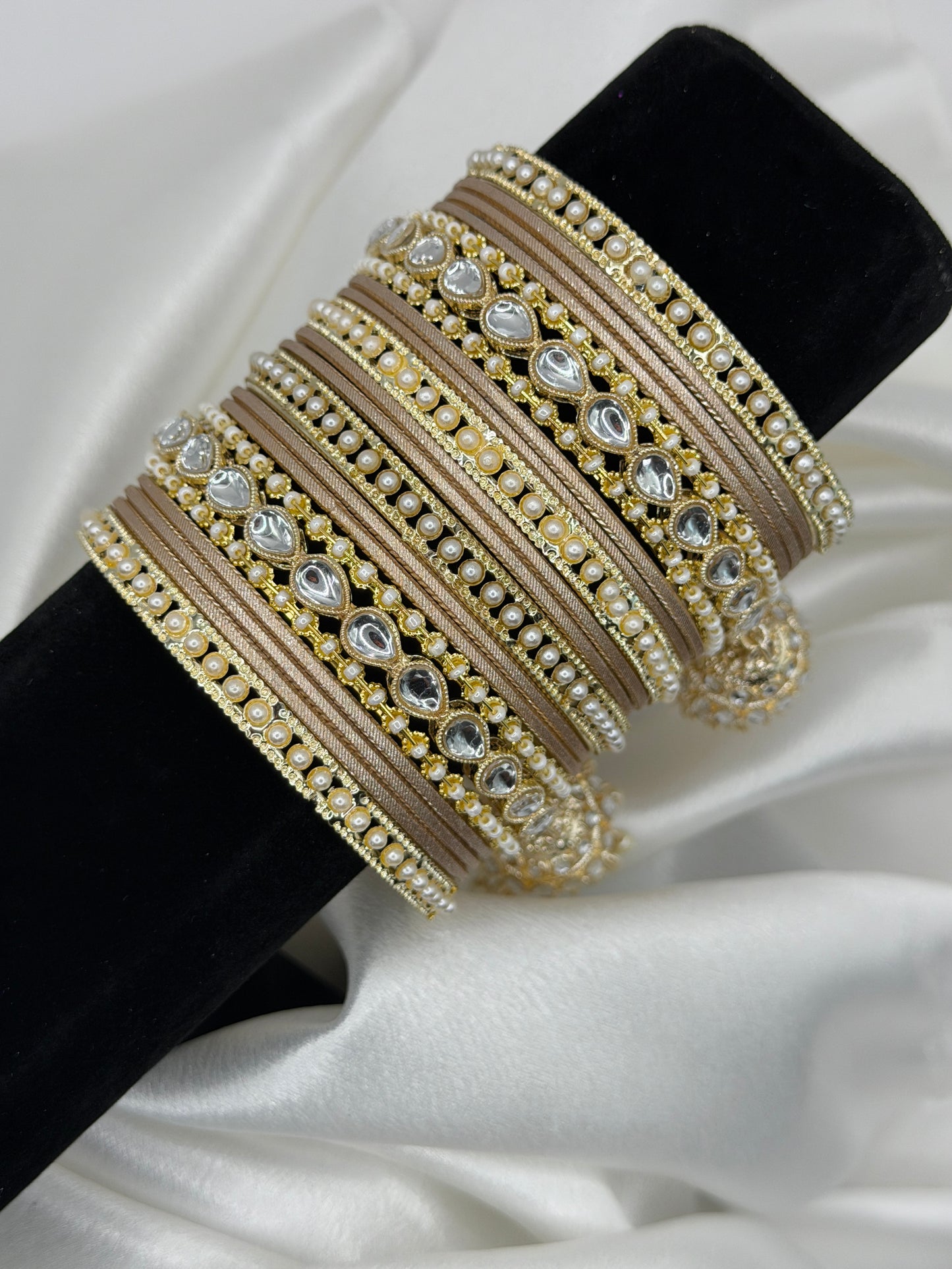 2.10 Golden Jhumka Metal Bangles Set