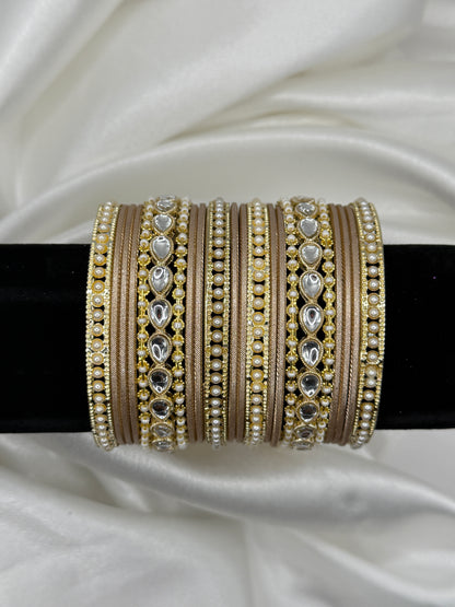 2.10 Golden Jhumka Metal Bangles Set