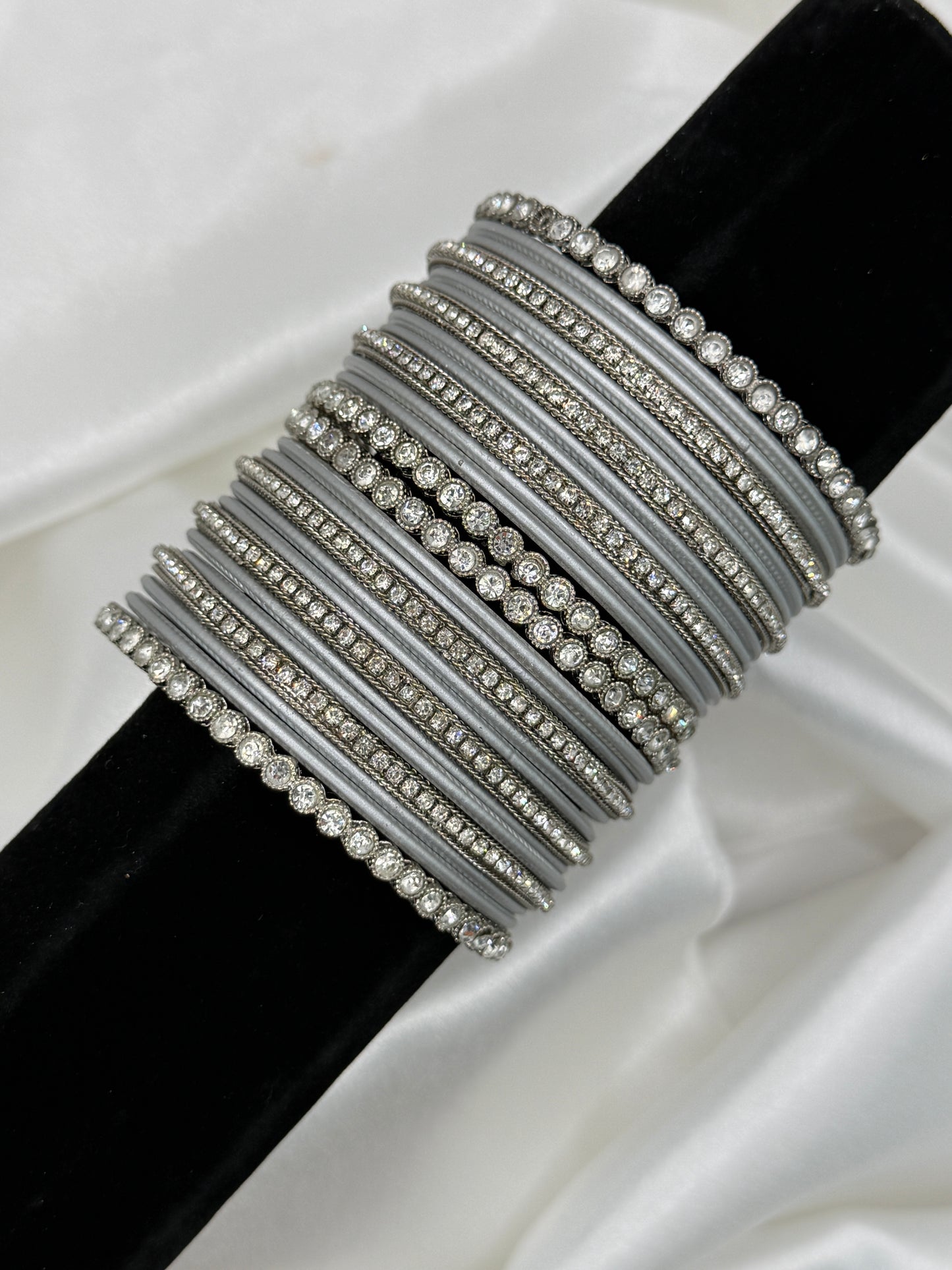 2.10 Gray & Sliver Metal Bangles Set