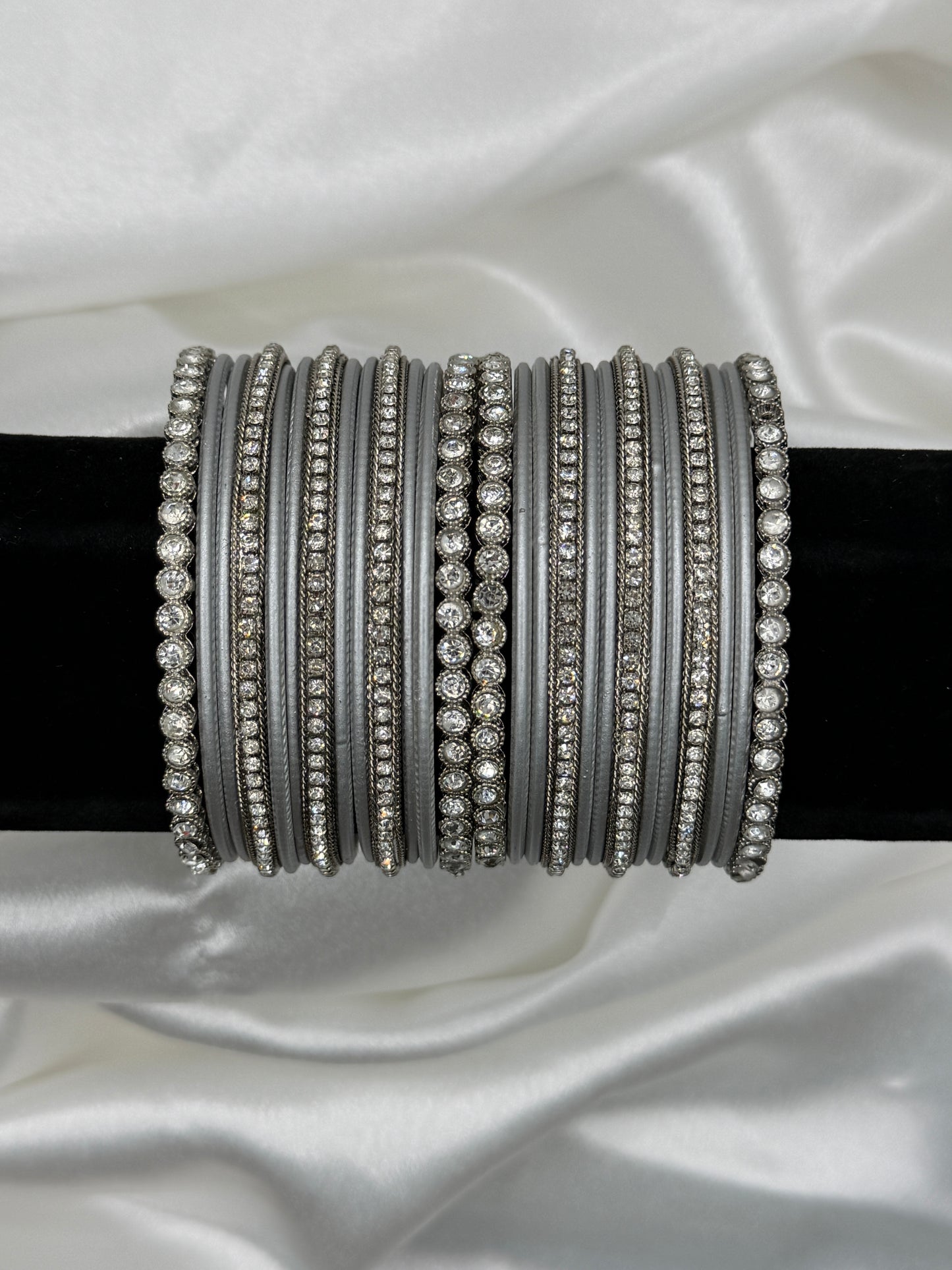 2.10 Gray & Sliver Metal Bangles Set