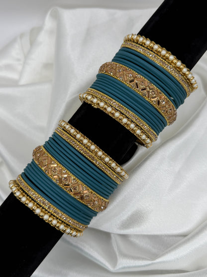 2.10 Pearl Metal Bangles Set