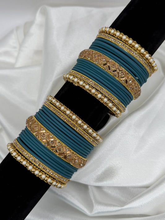 2.10 Pearl Metal Bangles Set