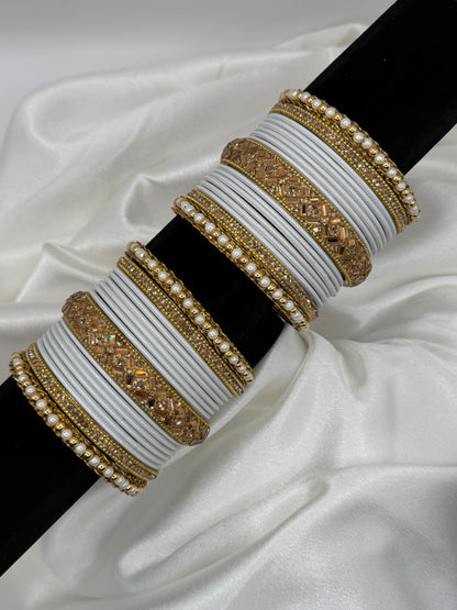 2.10 Pearl Metal Bangles Set