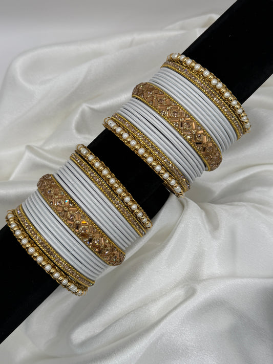 2.10 Pearl Metal Bangles Set
