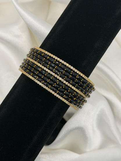 Crystal Rain Glass Bangles Set