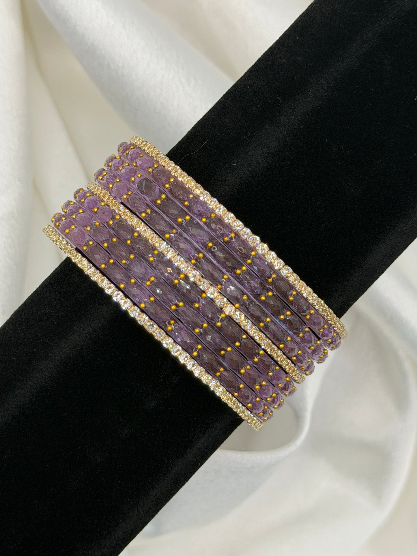 Crystal Rain Glass Bangles Set