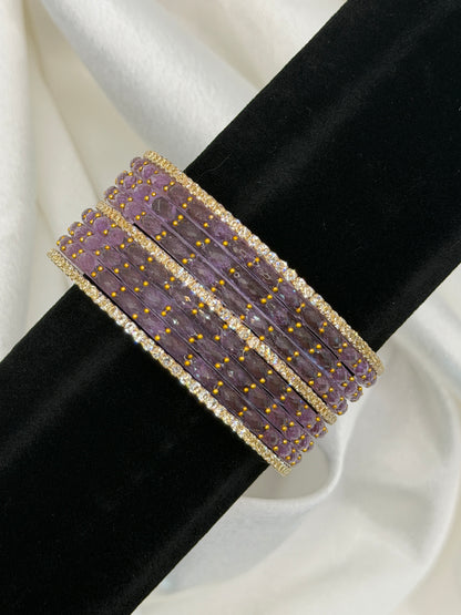 Crystal Rain Glass Bangles Set