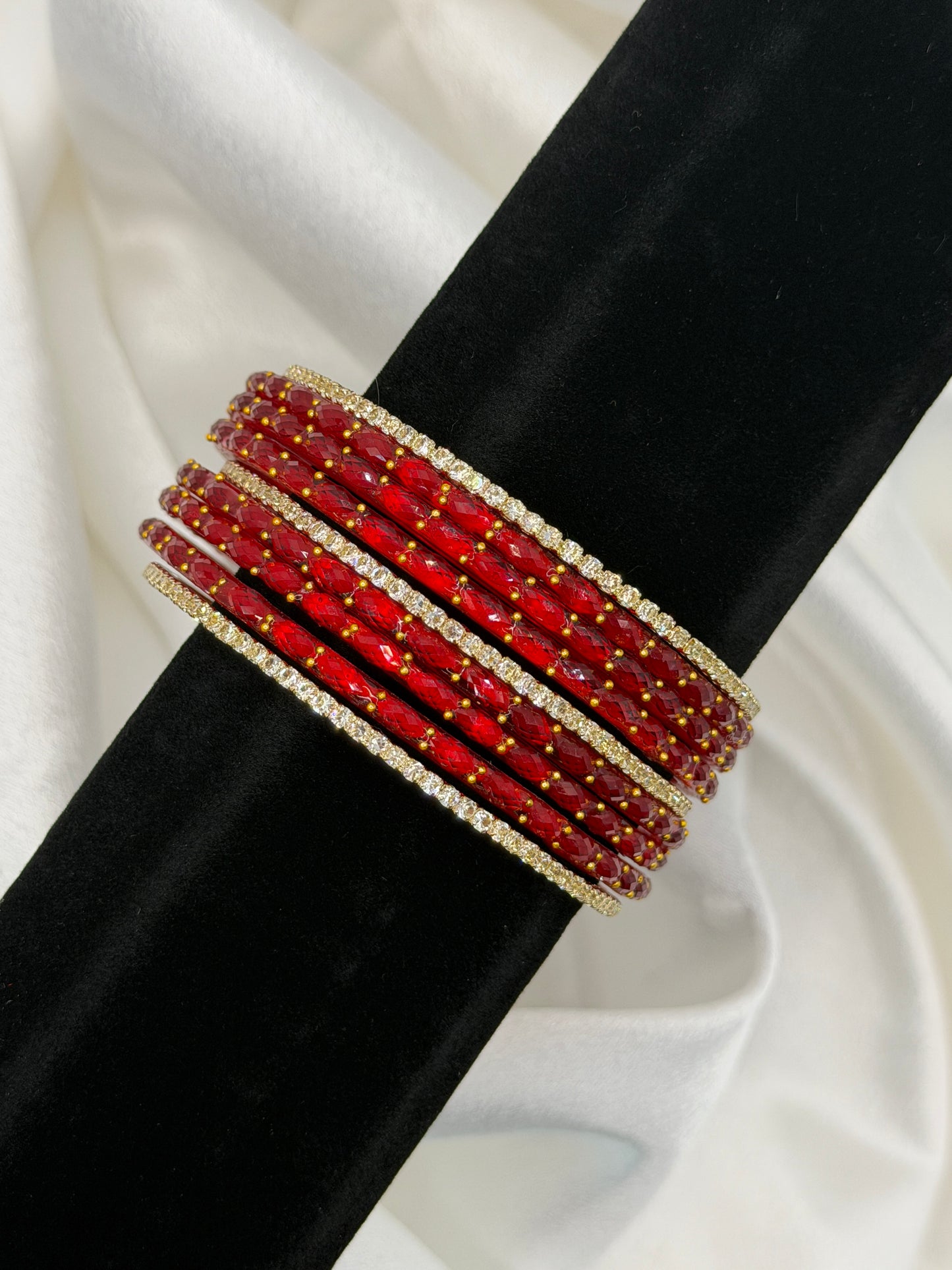 Crystal Rain Glass Bangles Set