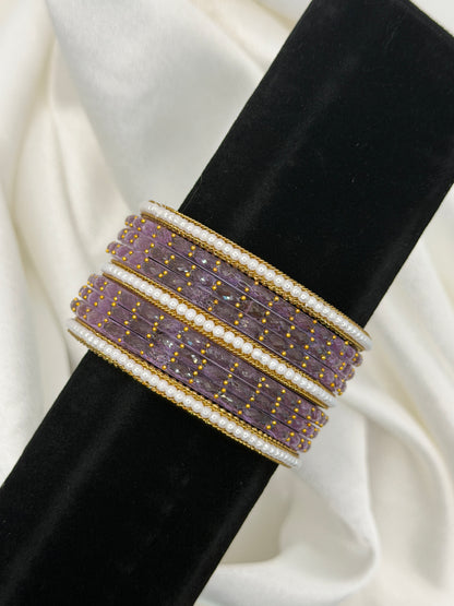 Pearl Rain Glass Bangles Set