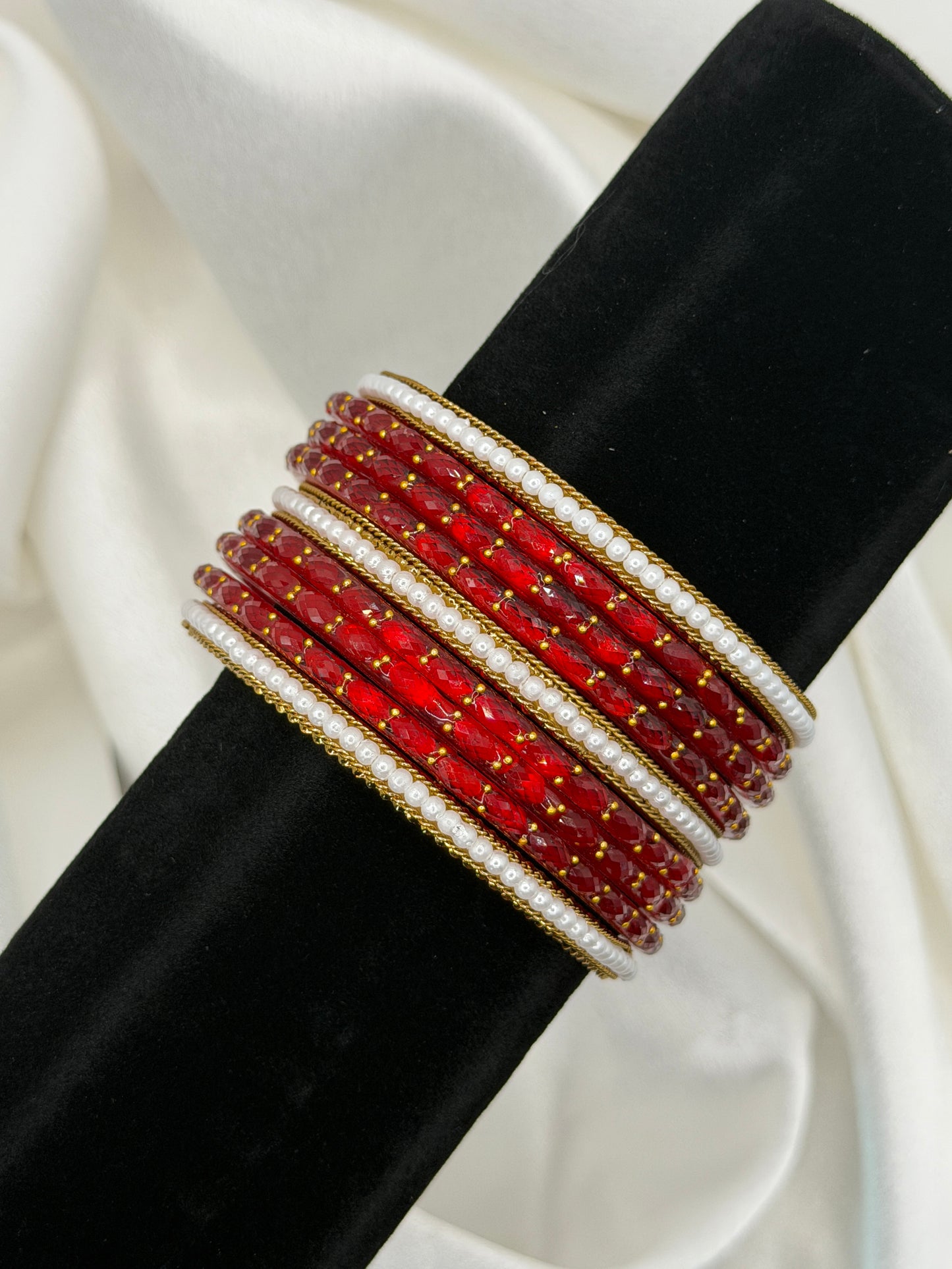 Pearl Rain Glass Bangles Set