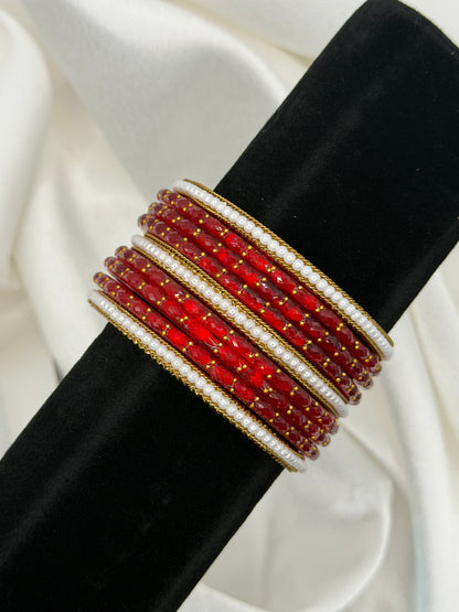 Pearl Rain Glass Bangles Set