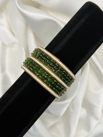 Pearl Rain Glass Bangles Set