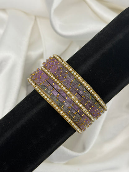 Shimmer Rain Glass Bangles Set