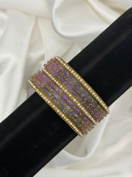 Shimmer Rain Glass Bangles Set