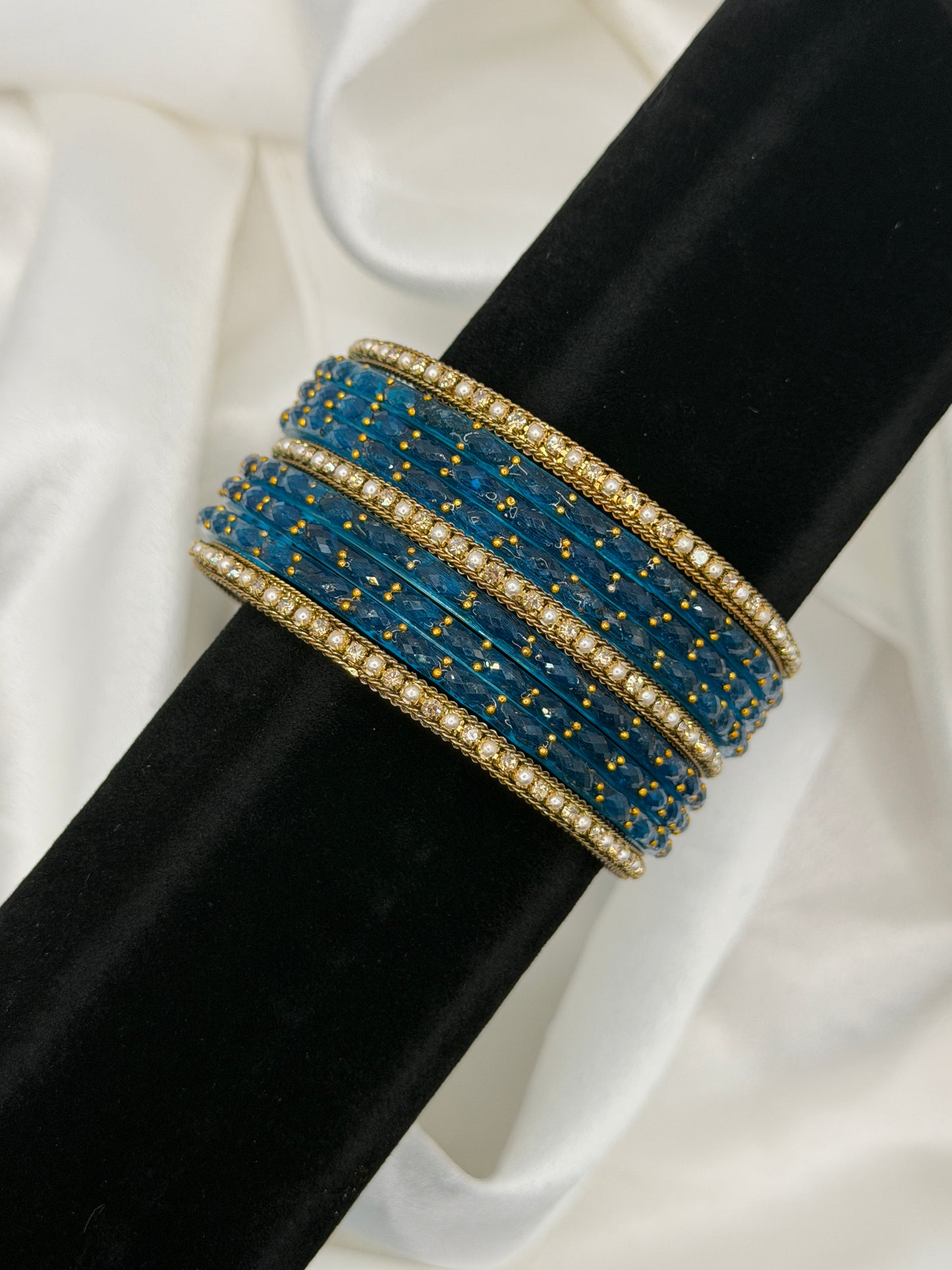 Shimmer Rain Glass Bangles Set