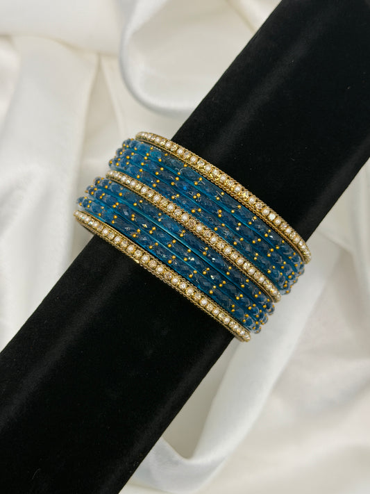 Shimmer Rain Glass Bangles Set