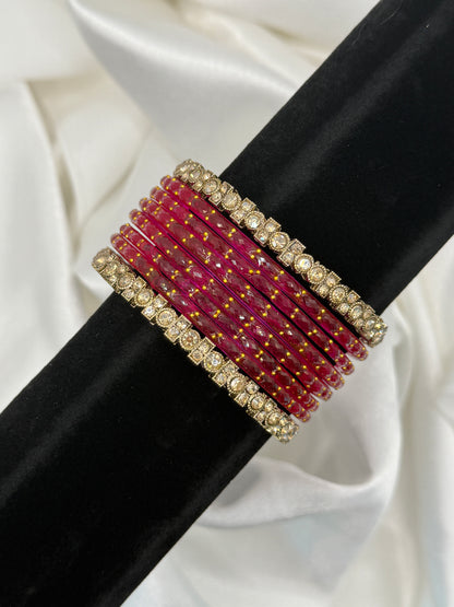 Spark Rain Glass Bangles Set