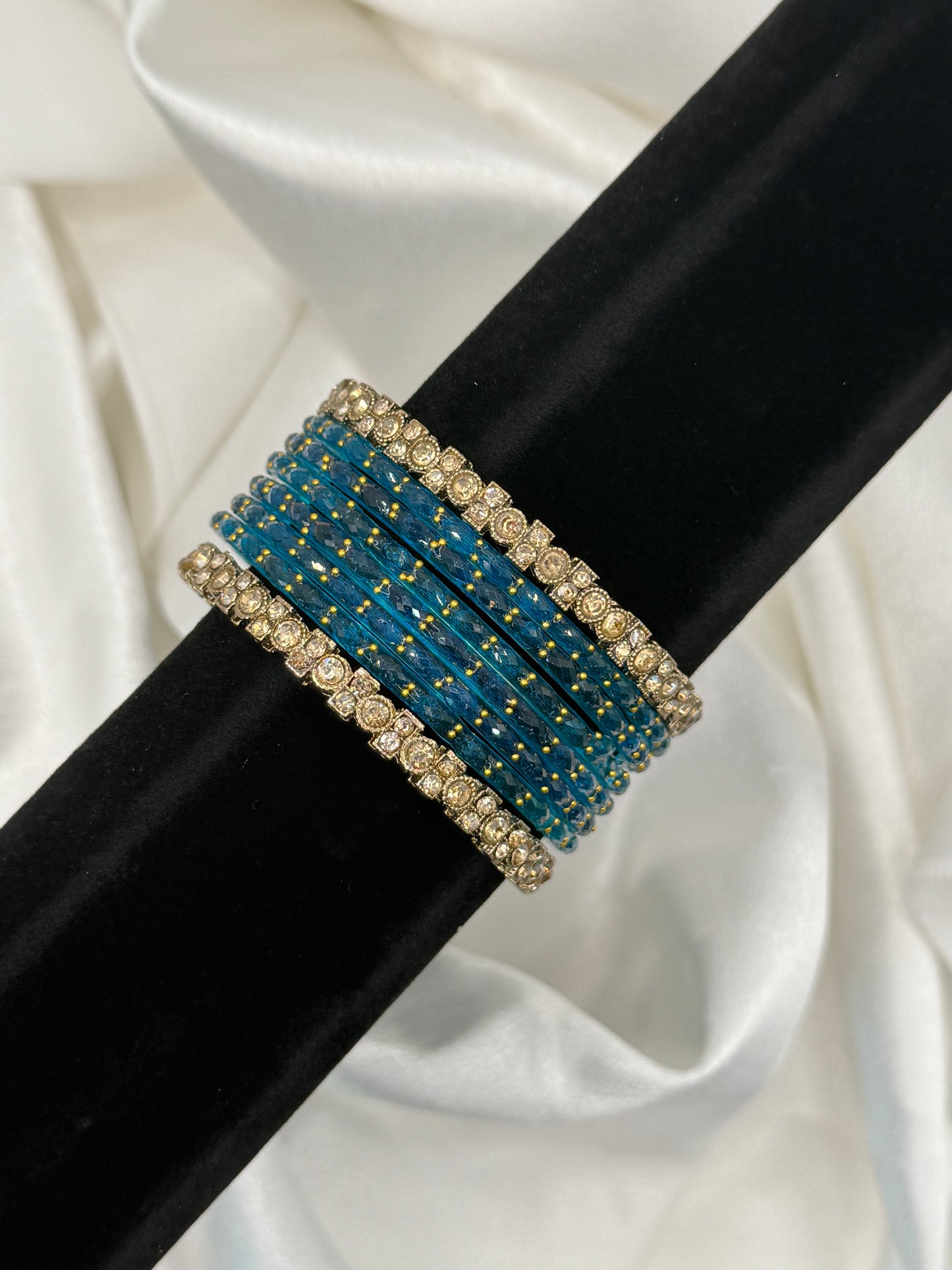 Spark Rain Glass Bangles Set