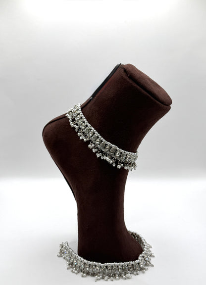 Sliver & White Anklets (Pauju/Payal)