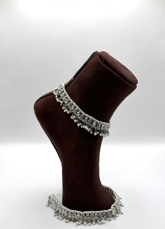 Sliver & White Anklets (Pauju/Payal)