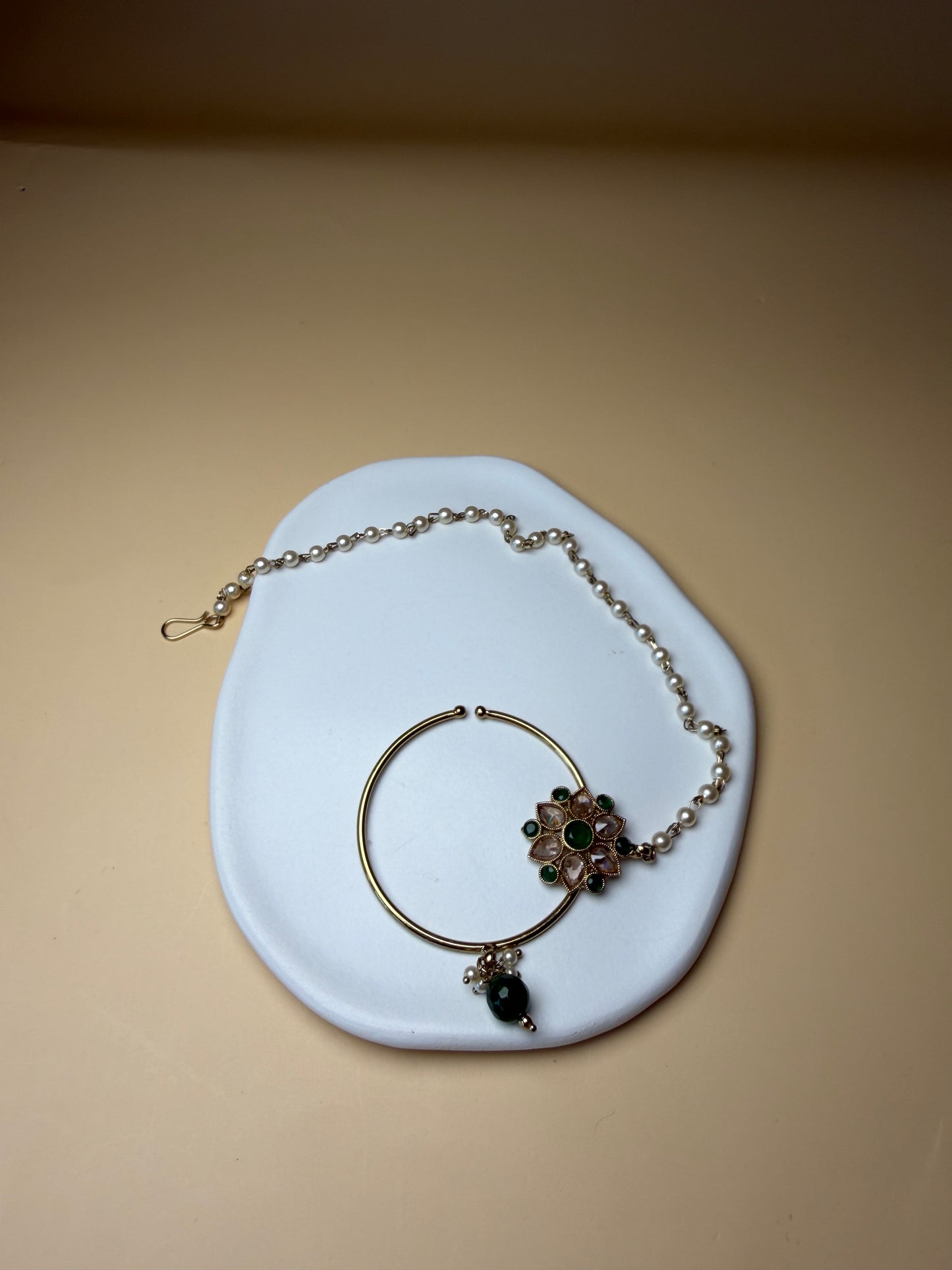 Antique Pearl Gold Nose Ring