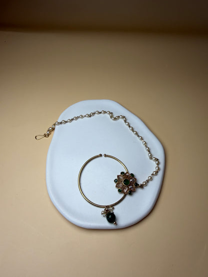 Antique Pearl Gold Nose Ring